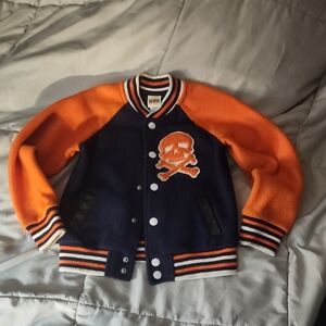 Harajuku Lovers Navy & Orange Kids Varsity Jacket with Skull Patch